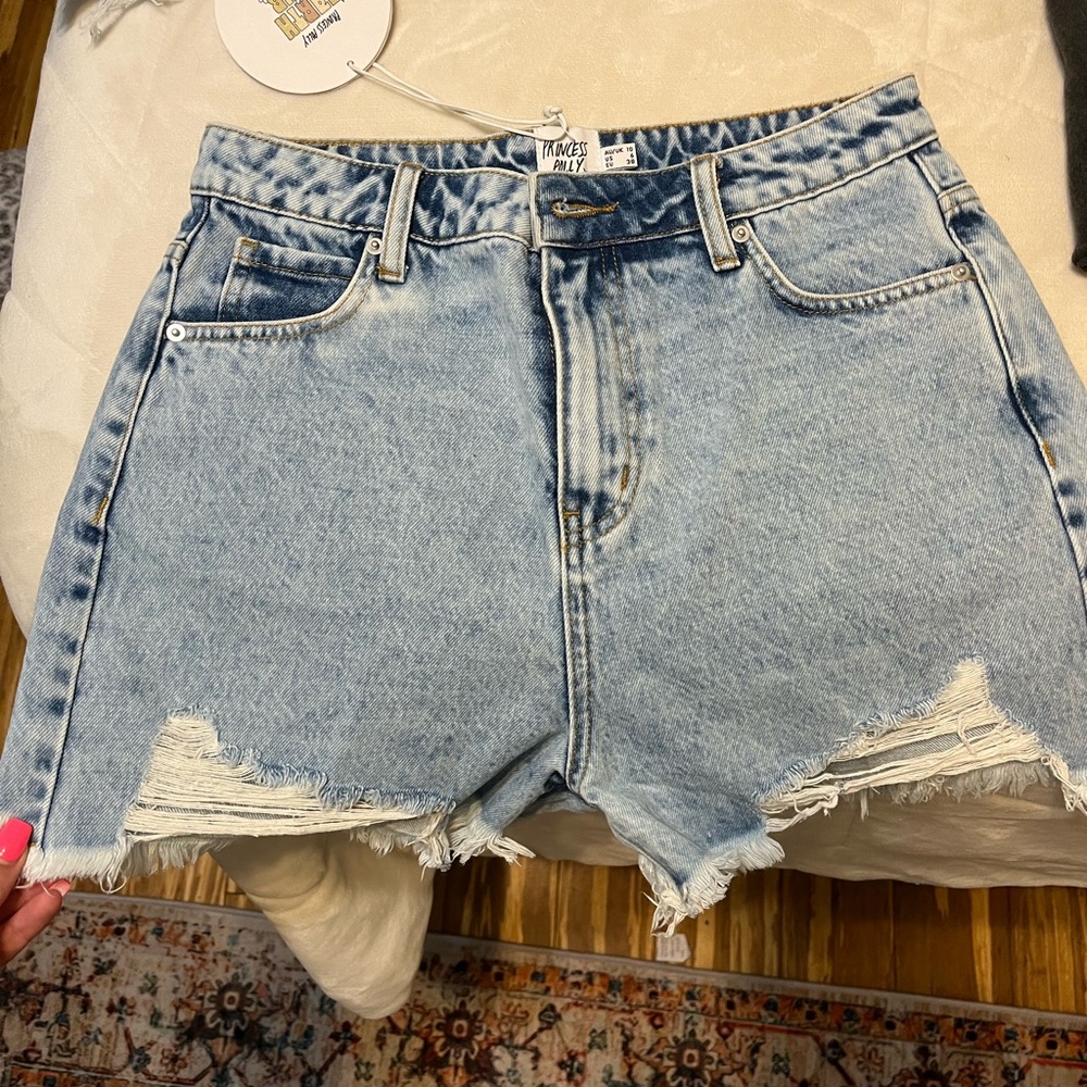 NWT princess polly recycled cotton blend Anne denim short